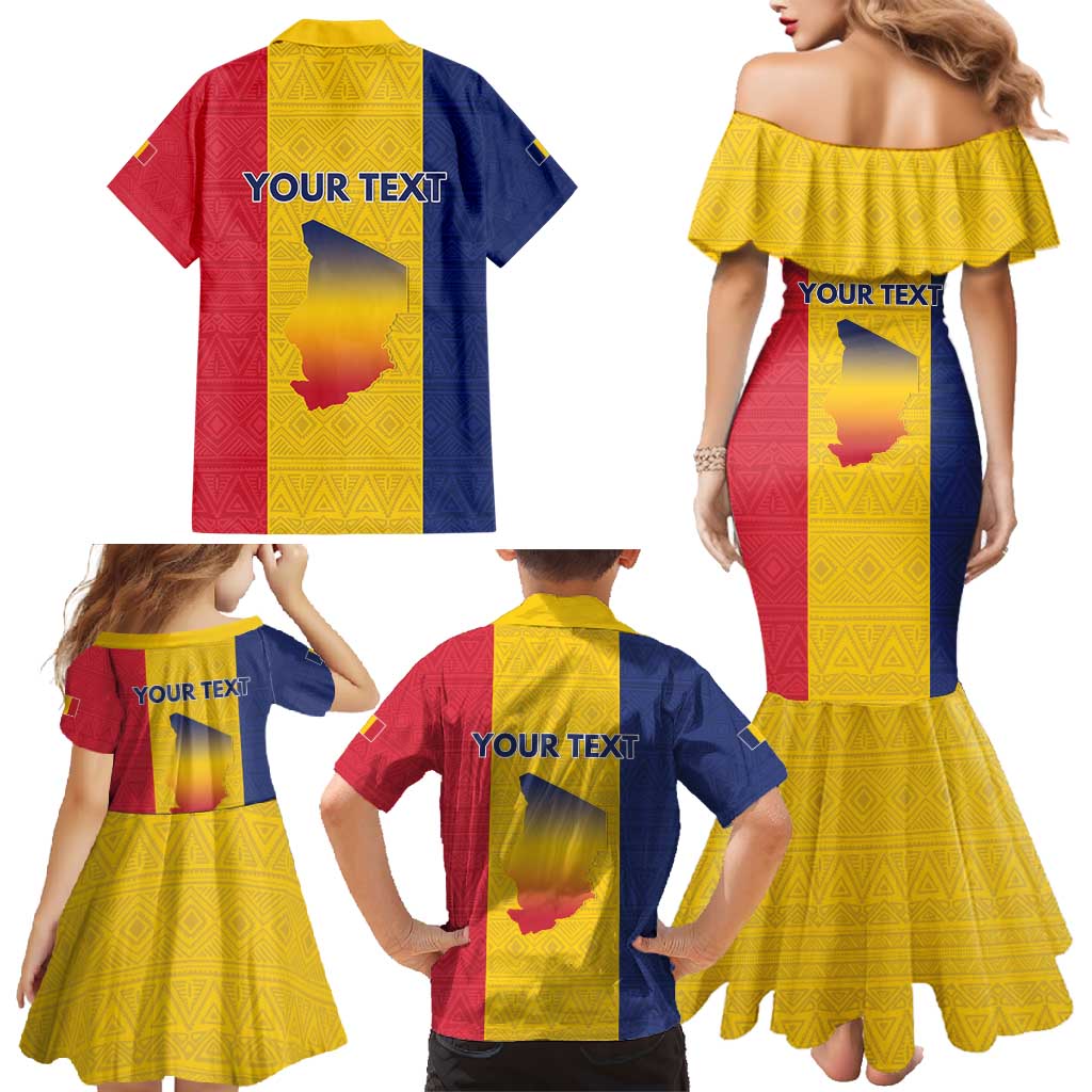 Personalized Chad Family Matching Mermaid Dress and Hawaiian Shirt Coat Of Arms - Flag Style - Wonder Print Shop