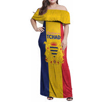 Personalized Chad Family Matching Off Shoulder Maxi Dress and Hawaiian Shirt Coat Of Arms - Flag Style - Wonder Print Shop