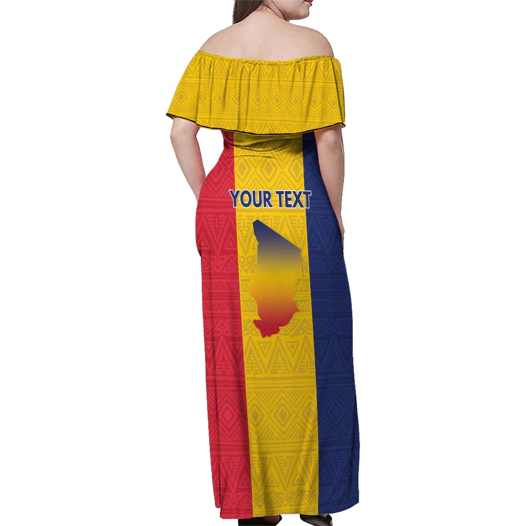 Personalized Chad Family Matching Off Shoulder Maxi Dress and Hawaiian Shirt Coat Of Arms - Flag Style - Wonder Print Shop