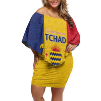 Personalized Chad Family Matching Off Shoulder Short Dress and Hawaiian Shirt Coat Of Arms - Flag Style - Wonder Print Shop