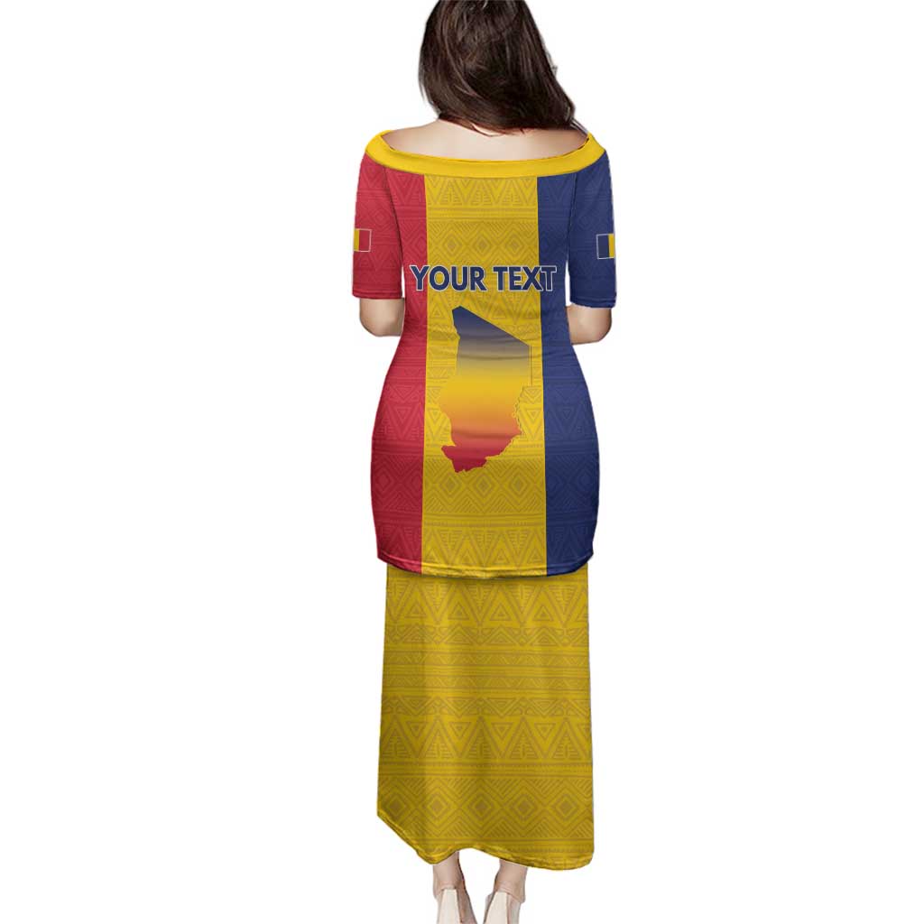 Personalized Chad Family Matching Puletasi and Hawaiian Shirt Coat Of Arms - Flag Style - Wonder Print Shop