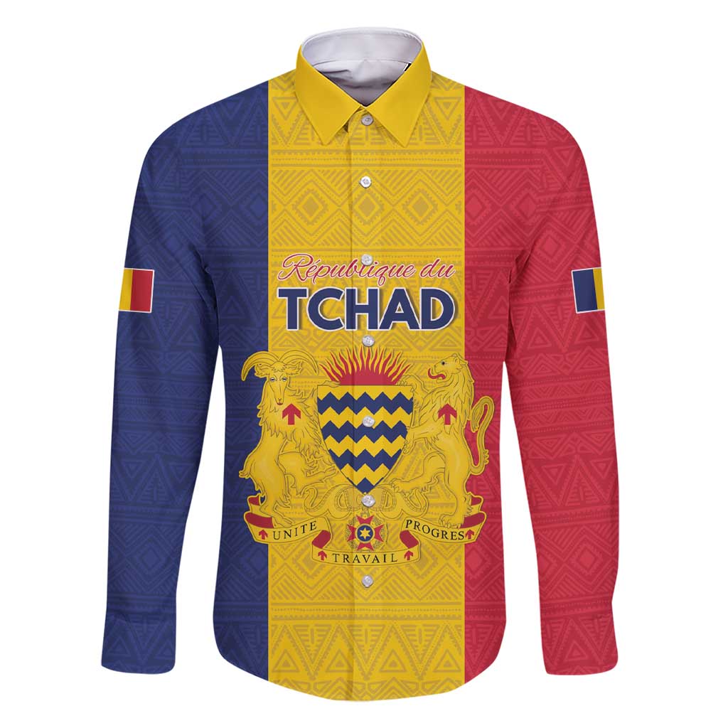 Personalized Chad Family Matching Short Sleeve Bodycon Dress and Hawaiian Shirt Coat Of Arms - Flag Style - Wonder Print Shop