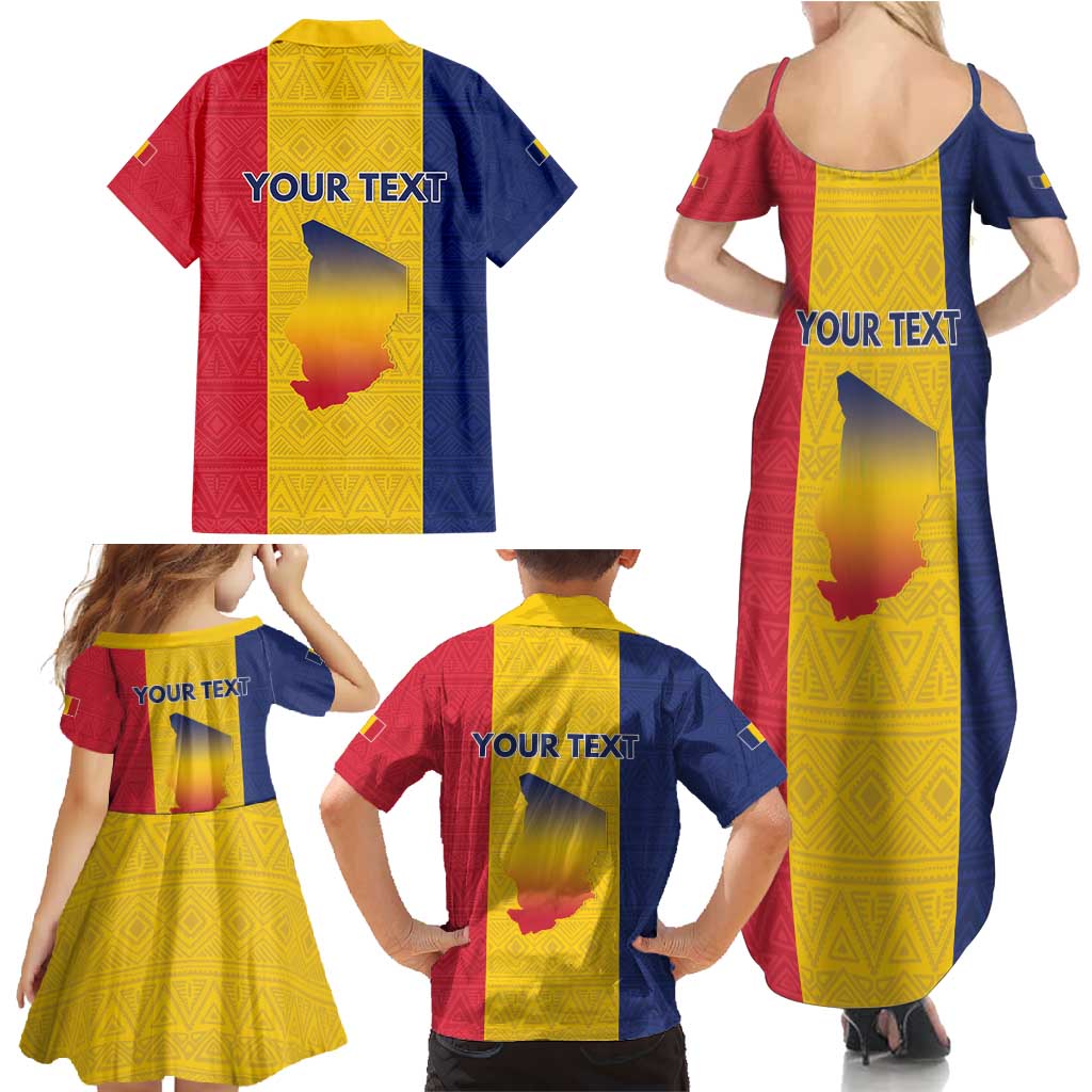 Personalized Chad Family Matching Summer Maxi Dress and Hawaiian Shirt Coat Of Arms - Flag Style - Wonder Print Shop