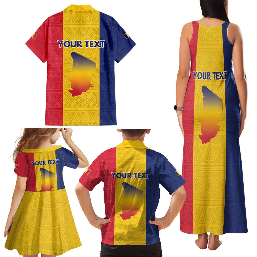 Personalized Chad Family Matching Tank Maxi Dress and Hawaiian Shirt Coat Of Arms - Flag Style - Wonder Print Shop