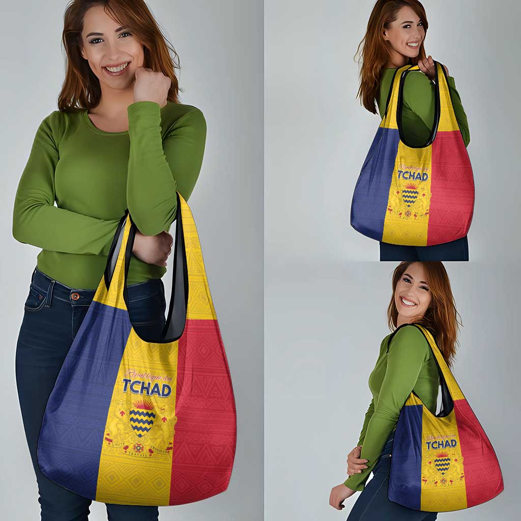 Chad Grocery Bag Coat Of Arms - Flag Style - Wonder Print Shop