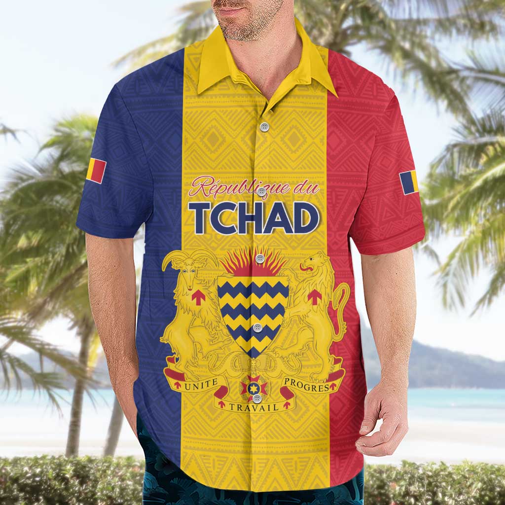 Personalized Chad Hawaiian Shirt Coat Of Arms - Flag Style - Wonder Print Shop