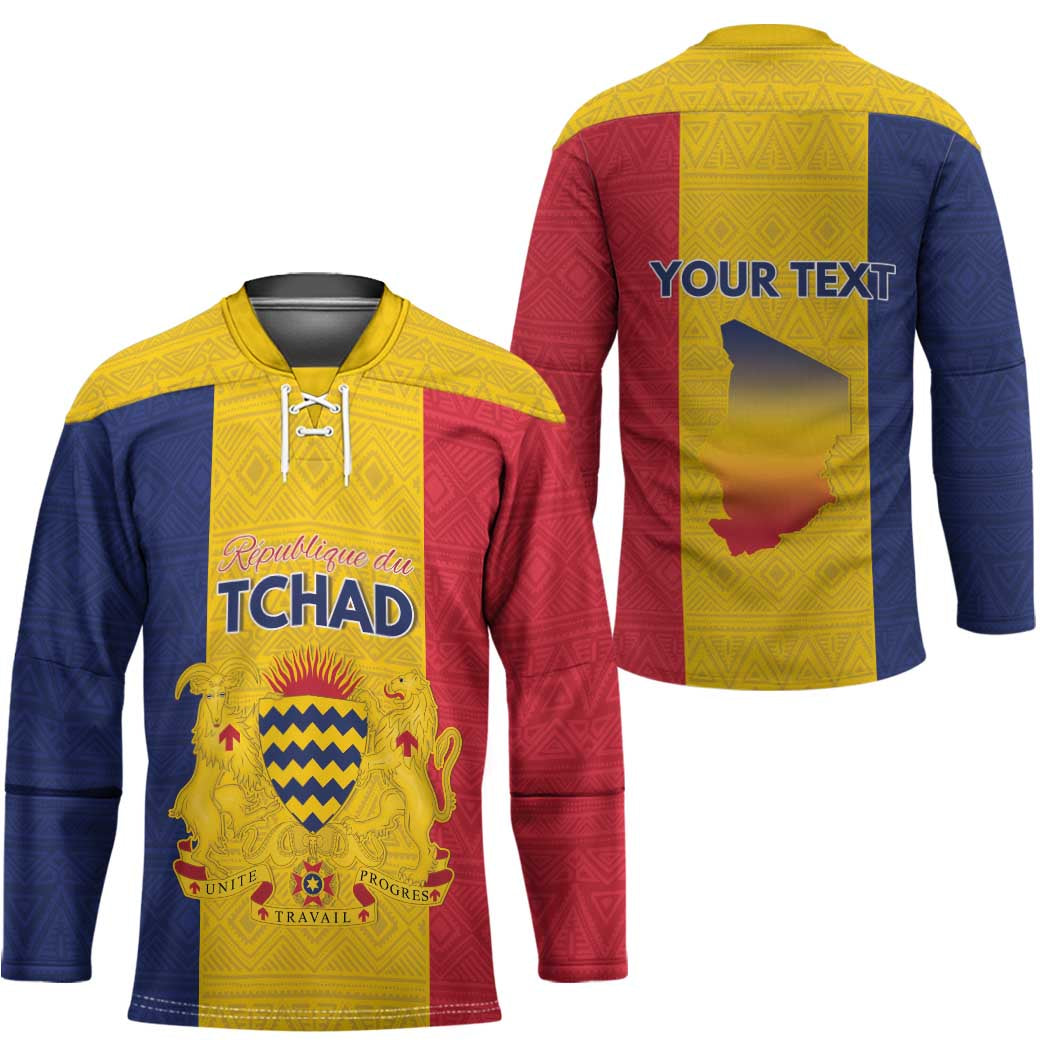 Personalized Chad Hockey Jersey Coat Of Arms - Flag Style - Wonder Print Shop