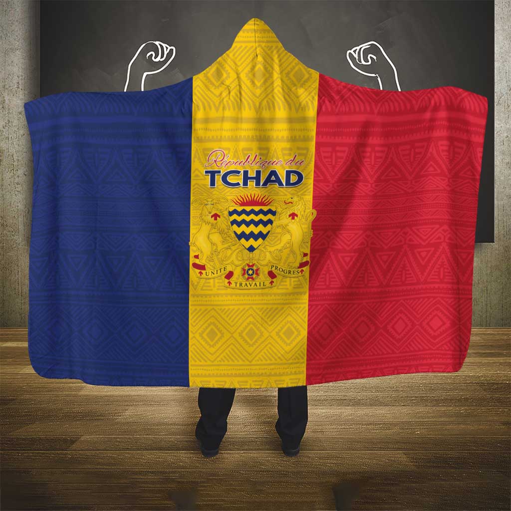 Chad Hooded Blanket Coat Of Arms - Flag Style - Wonder Print Shop