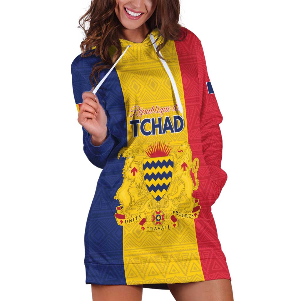 Personalized Chad Hoodie Dress Coat Of Arms - Flag Style - Wonder Print Shop
