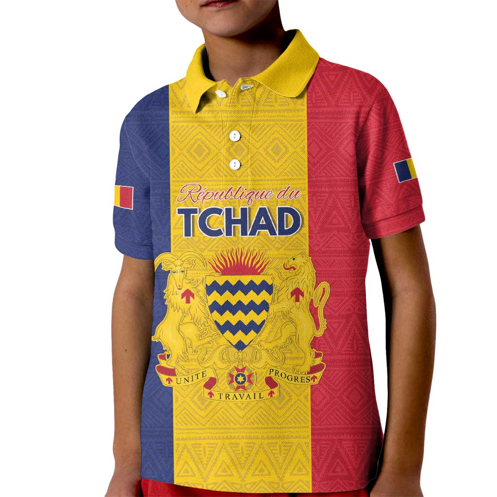 Personalized Chad Kid Polo Shirt Coat Of Arms - Flag Style - Wonder Print Shop
