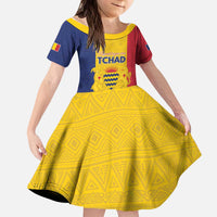 Personalized Chad Kid Short Sleeve Dress Coat Of Arms - Flag Style - Wonder Print Shop