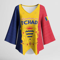 Personalized Chad Kimono Sleeve Blouse Coat Of Arms - Flag Style - Wonder Print Shop