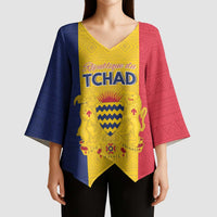 Personalized Chad Kimono Sleeve Blouse Coat Of Arms - Flag Style - Wonder Print Shop