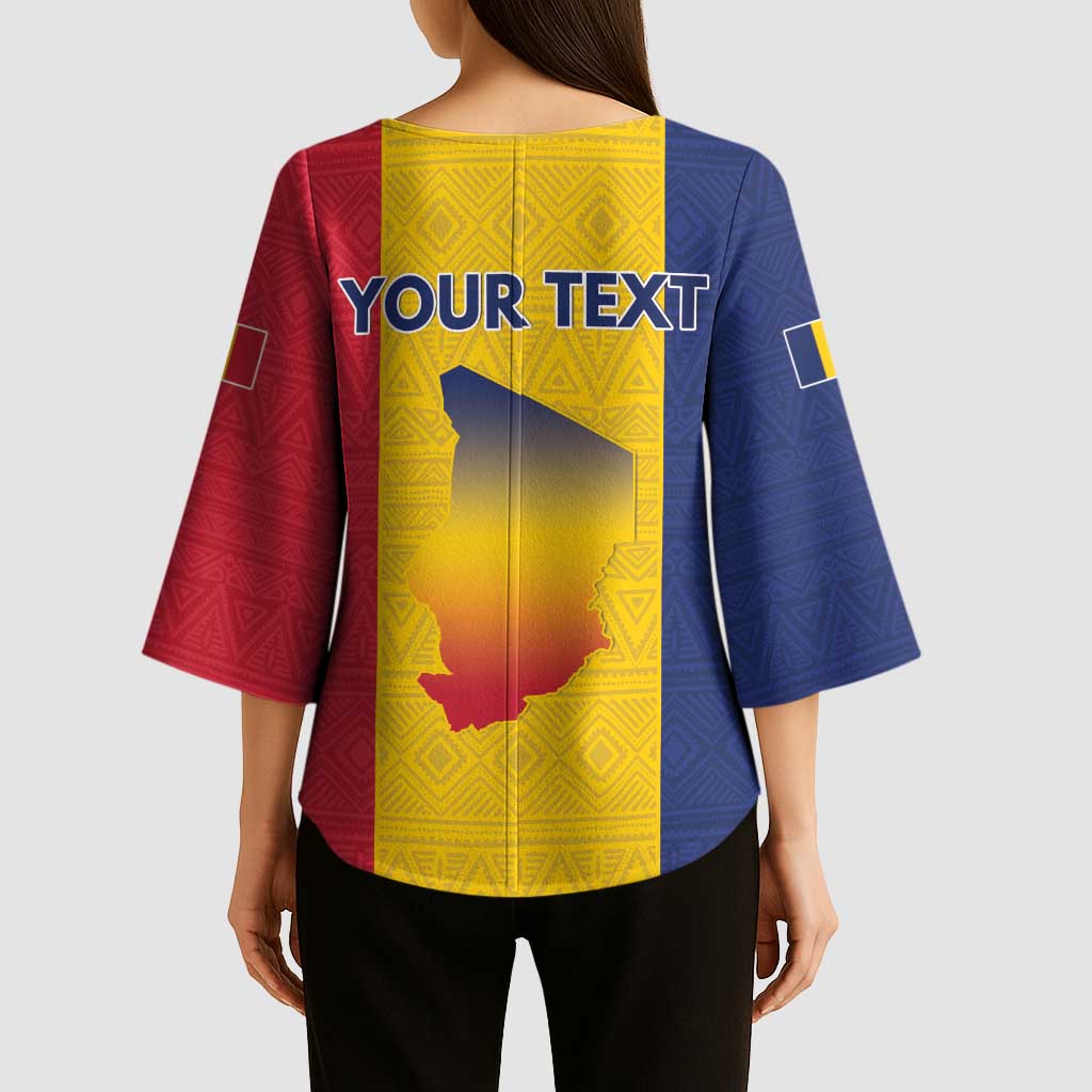 Personalized Chad Kimono Sleeve Blouse Coat Of Arms - Flag Style - Wonder Print Shop