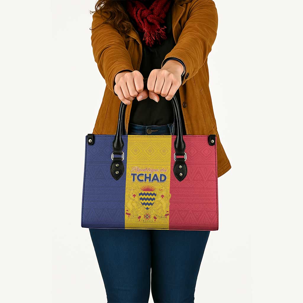 Chad Leather Bag Coat Of Arms - Flag Style - Wonder Print Shop