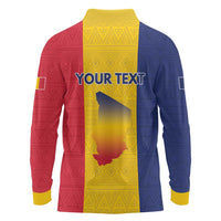 Personalized Chad Long Sleeve Polo Shirt Coat Of Arms - Flag Style - Wonder Print Shop