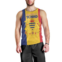 Personalized Chad Men Tank Top Coat Of Arms - Flag Style - Wonder Print Shop