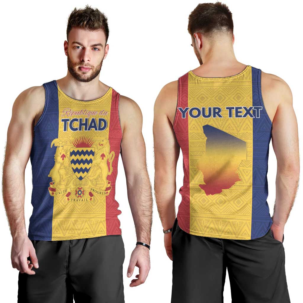 Personalized Chad Men Tank Top Coat Of Arms - Flag Style - Wonder Print Shop