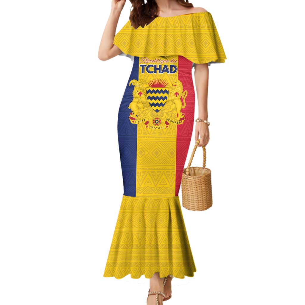 Personalized Chad Mermaid Dress Coat Of Arms - Flag Style - Wonder Print Shop