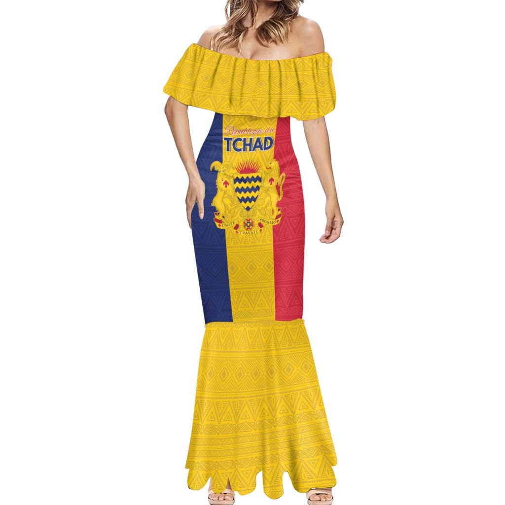 Personalized Chad Mermaid Dress Coat Of Arms - Flag Style - Wonder Print Shop