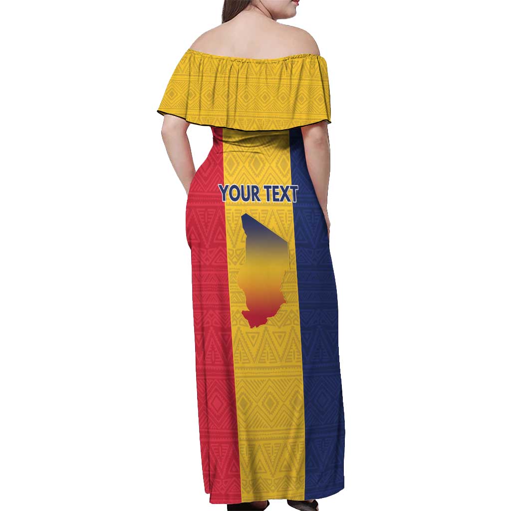 Personalized Chad Off Shoulder Maxi Dress Coat Of Arms - Flag Style - Wonder Print Shop