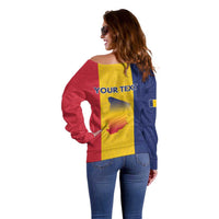 Personalized Chad Off Shoulder Sweater Coat Of Arms - Flag Style - Wonder Print Shop