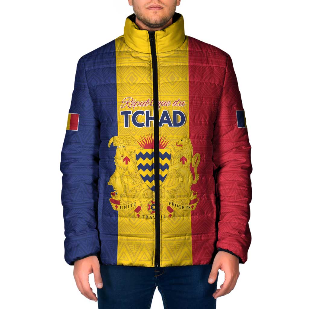 Personalized Chad Padded Jacket Coat Of Arms - Flag Style - Wonder Print Shop