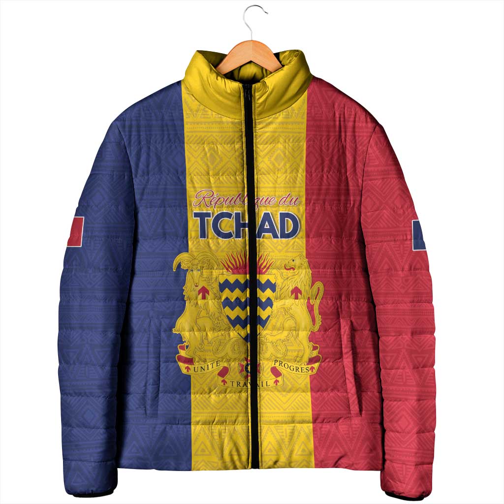 Personalized Chad Padded Jacket Coat Of Arms - Flag Style - Wonder Print Shop