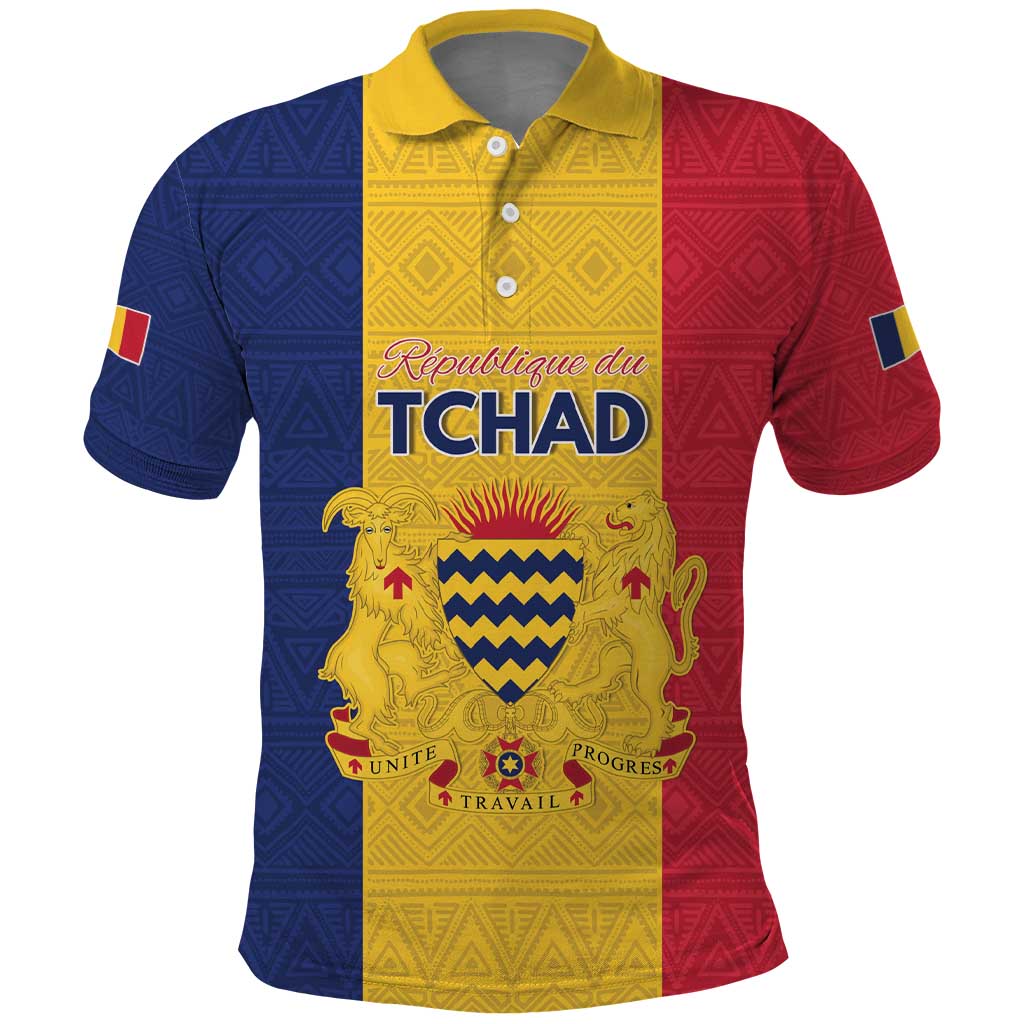Personalized Chad Polo Shirt Coat Of Arms - Flag Style - Wonder Print Shop