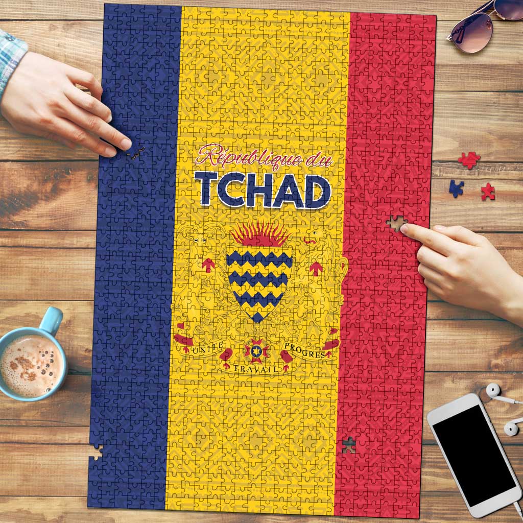 Chad Puzzle Coat Of Arms - Flag Style - Wonder Print Shop