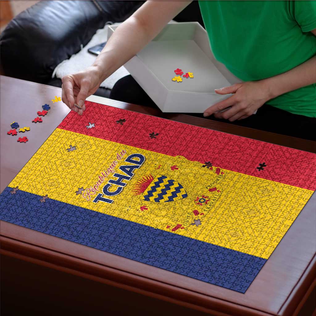 Chad Puzzle Coat Of Arms - Flag Style - Wonder Print Shop