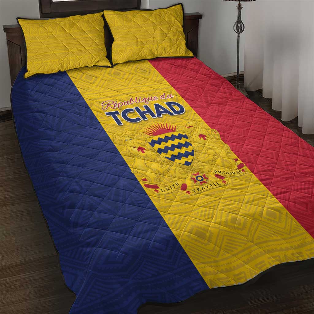 Chad Quilt Bed Set Coat Of Arms - Flag Style - Wonder Print Shop
