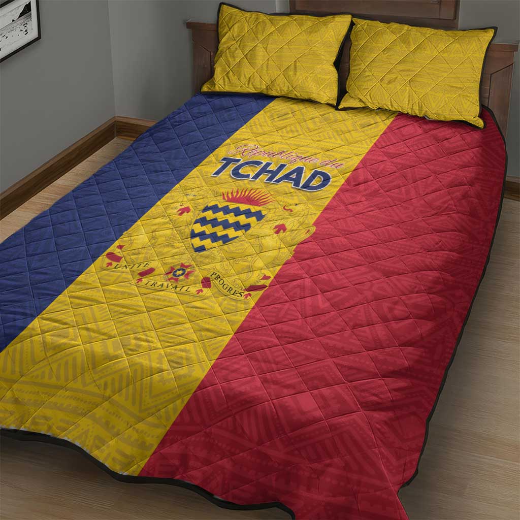 Chad Quilt Bed Set Coat Of Arms - Flag Style - Wonder Print Shop