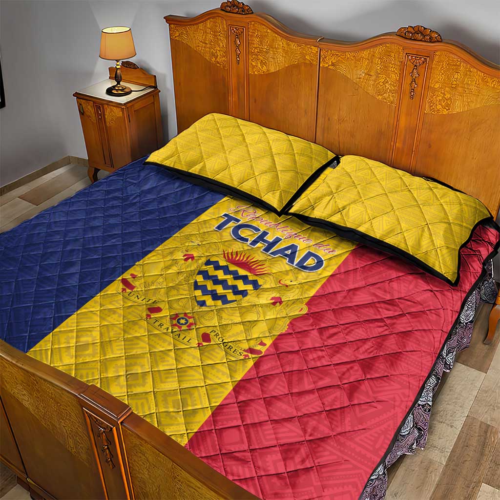 Chad Quilt Bed Set Coat Of Arms - Flag Style - Wonder Print Shop