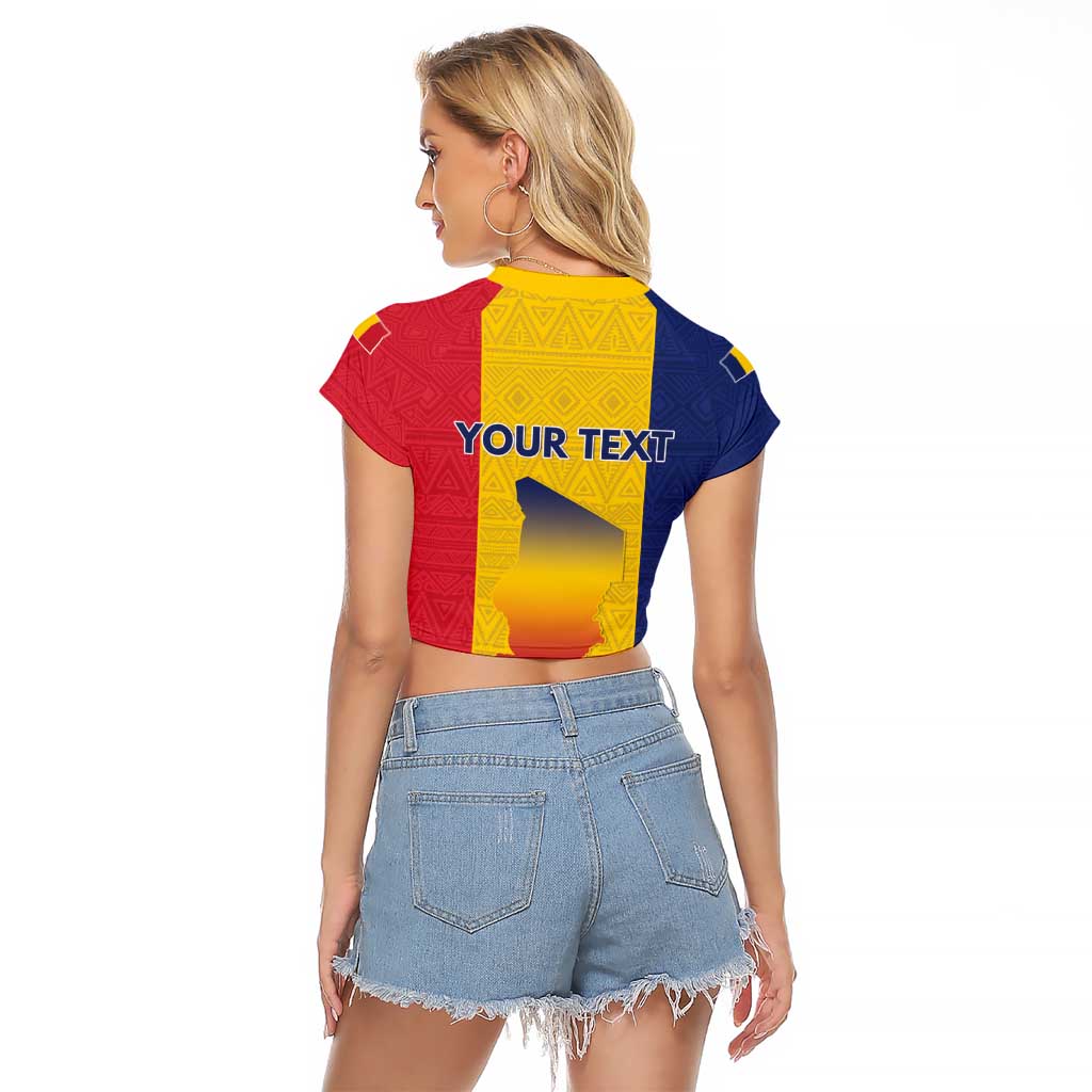 Personalized Chad Raglan Cropped T Shirt Coat Of Arms - Flag Style - Wonder Print Shop