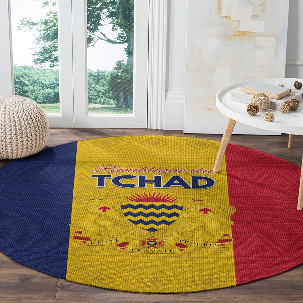 Chad Round Carpet Coat Of Arms - Flag Style - Wonder Print Shop
