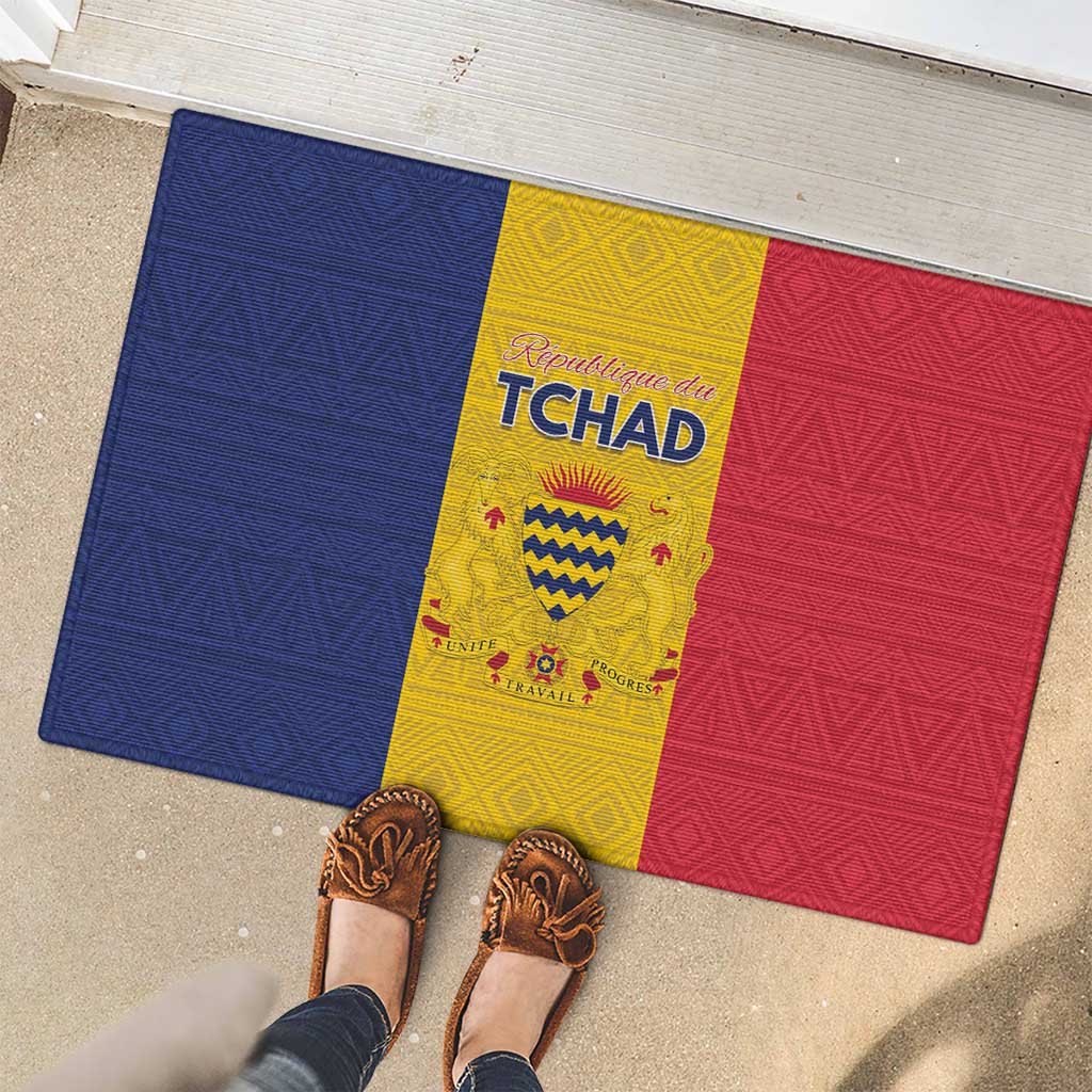 Chad Rubber Doormat Coat Of Arms - Flag Style - Wonder Print Shop