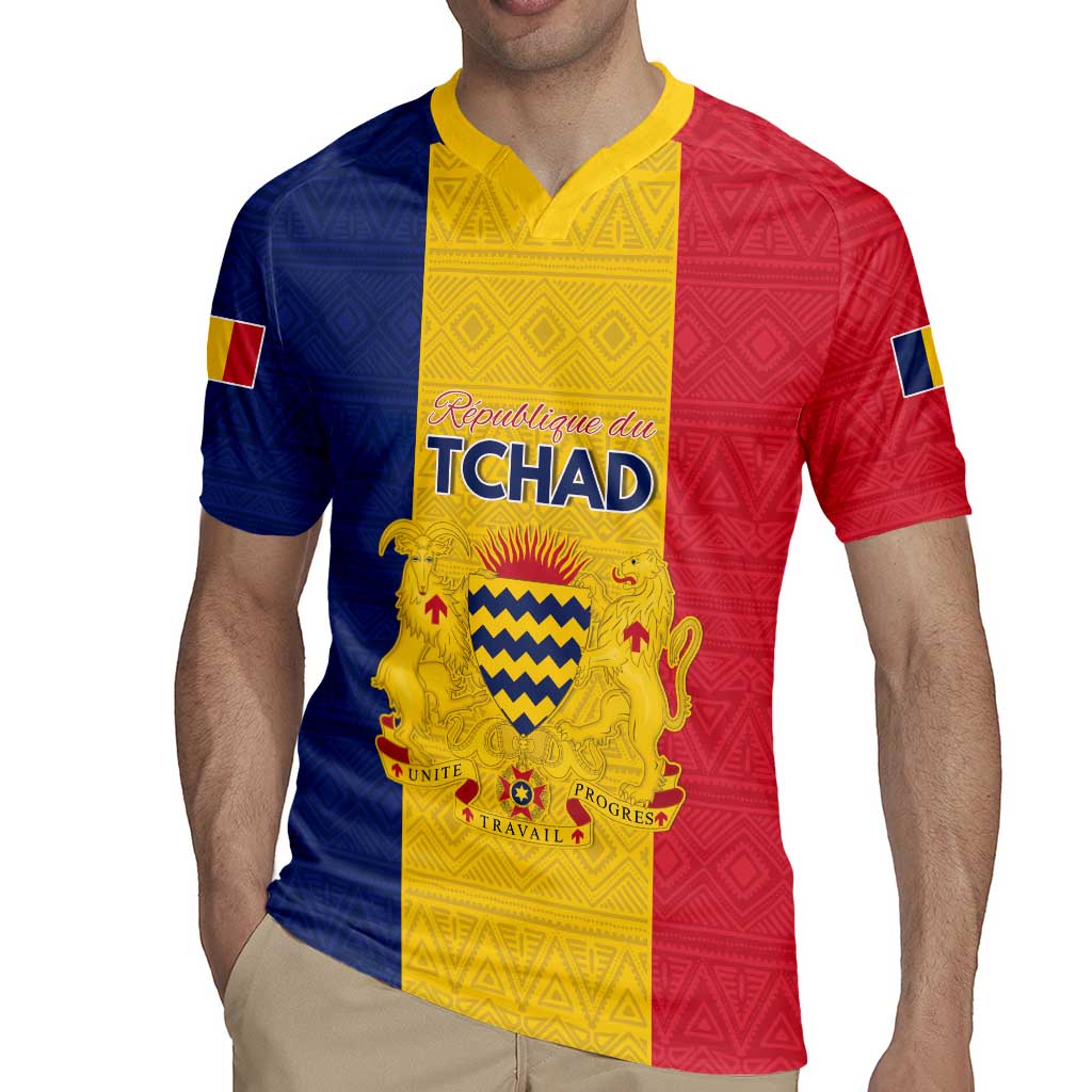 Personalized Chad Rugby Jersey Coat Of Arms - Flag Style - Wonder Print Shop