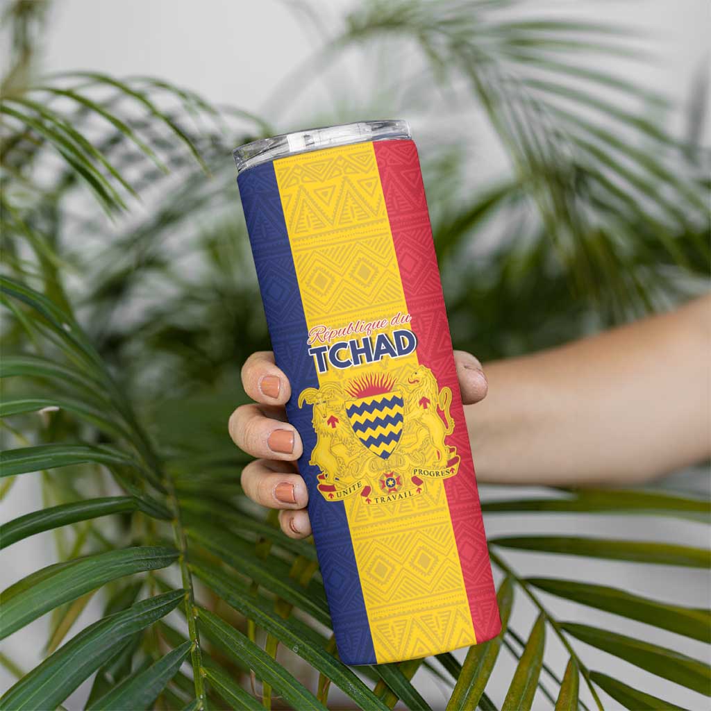 Personalized Chad Skinny Tumbler Coat Of Arms - Flag Style - Wonder Print Shop