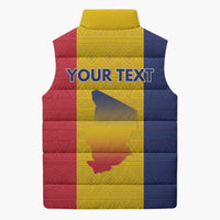 Personalized Chad Sleeveless Puffer Jacket Coat Of Arms - Flag Style - Wonder Print Shop