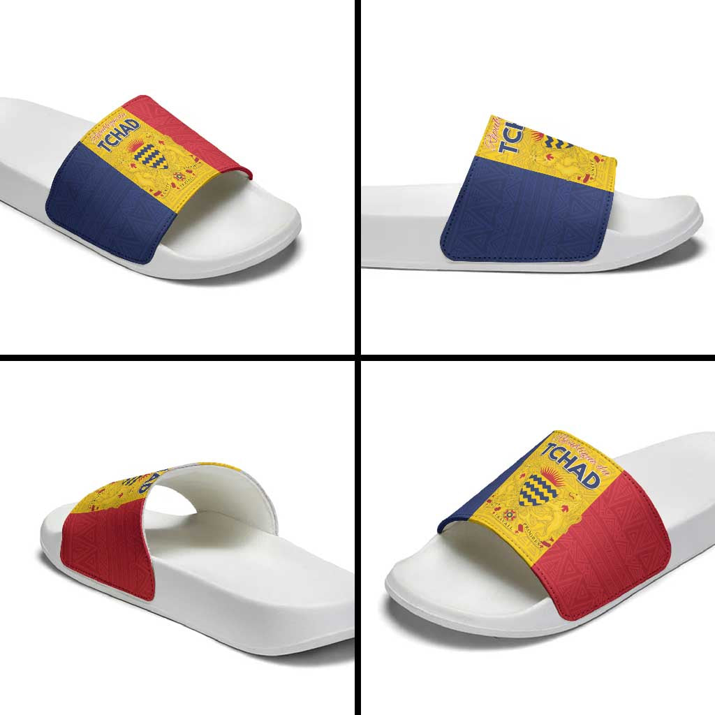 Chad Slide Sandals Coat Of Arms - Flag Style - Wonder Print Shop
