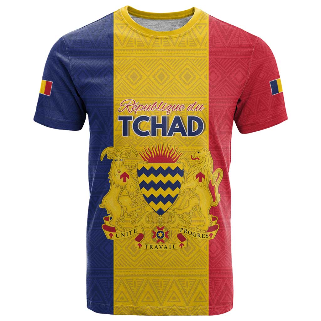 Personalized Chad T Shirt Coat Of Arms - Flag Style - Wonder Print Shop