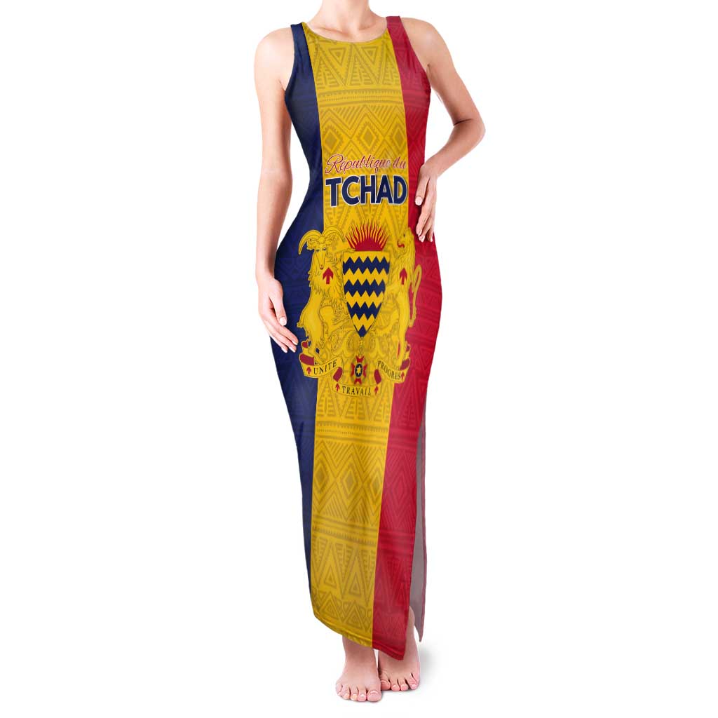 Personalized Chad Tank Maxi Dress Coat Of Arms - Flag Style - Wonder Print Shop