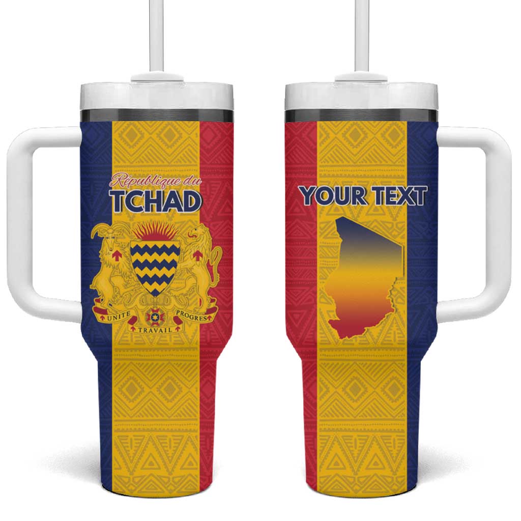 Personalized Chad Tumbler With Handle Coat Of Arms - Flag Style - Wonder Print Shop