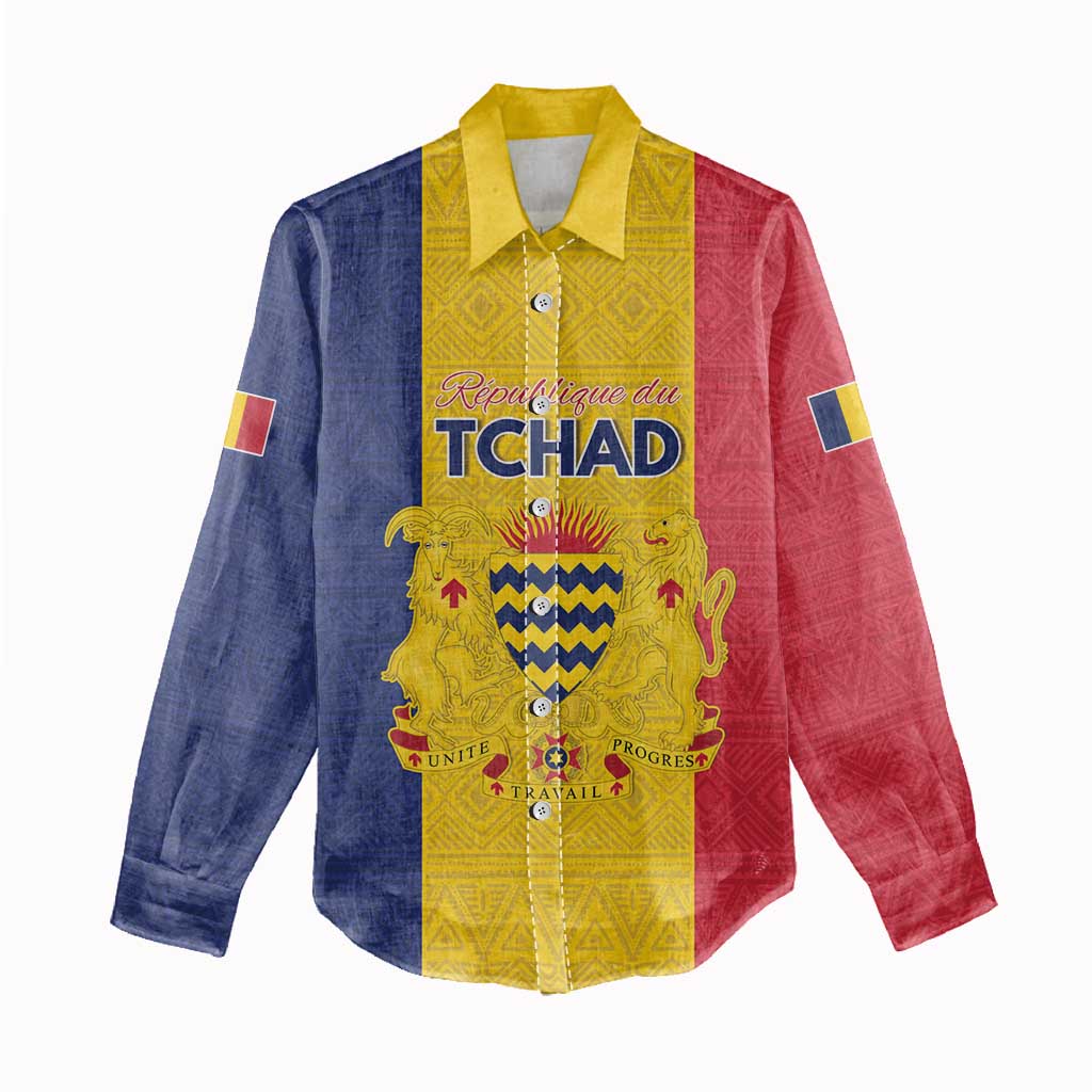 Personalized Chad Women Casual Shirt Coat Of Arms - Flag Style - Wonder Print Shop