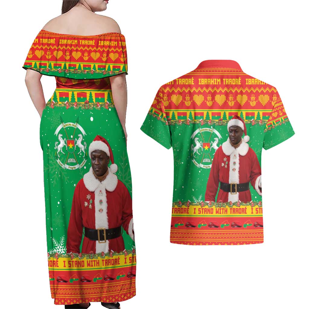 Burkina Faso Christmas Couples Matching Off Shoulder Maxi Dress and Hawaiian Shirt I Stand With Traore - Wonder Print Shop