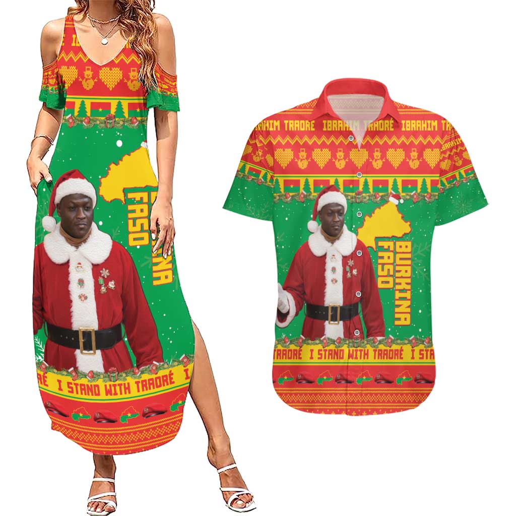 Burkina Faso Christmas Couples Matching Summer Maxi Dress and Hawaiian Shirt I Stand With Traore - Wonder Print Shop