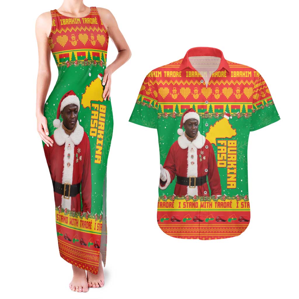 Burkina Faso Christmas Couples Matching Tank Maxi Dress and Hawaiian Shirt I Stand With Traore - Wonder Print Shop