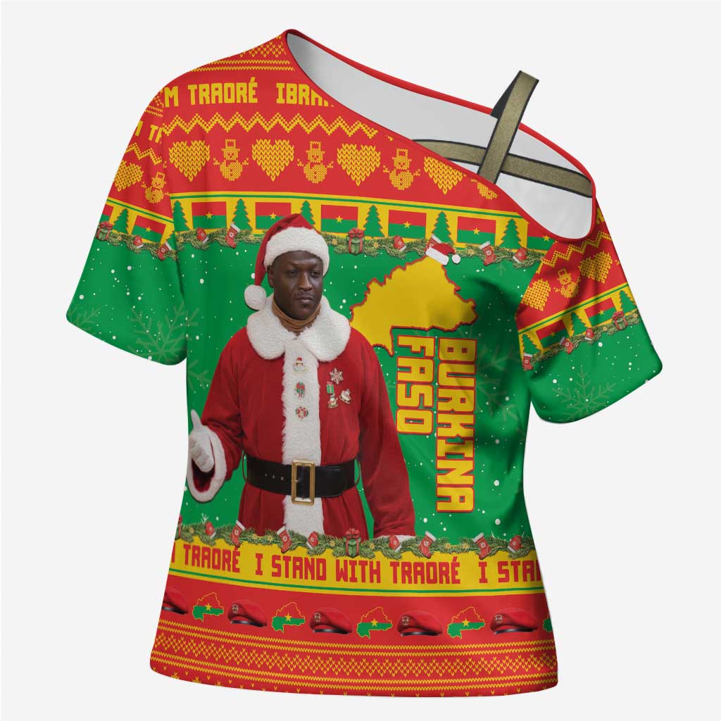 Burkina Faso Christmas Cross Shoulder Shirt I Stand With Traore - Wonder Print Shop