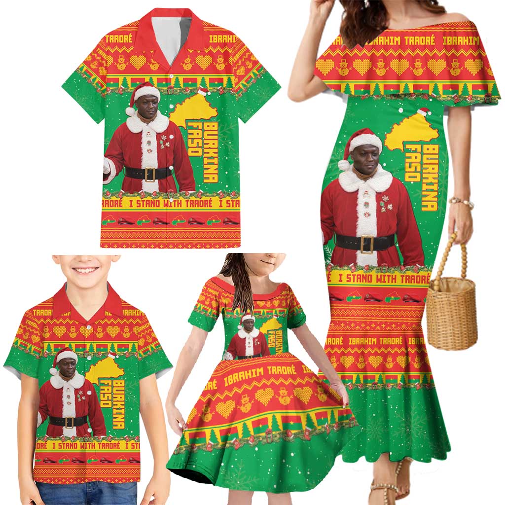 Burkina Faso Christmas Family Matching Mermaid Dress and Hawaiian Shirt I Stand With Traore - Wonder Print Shop